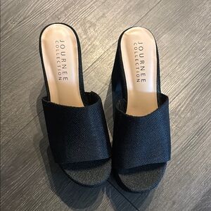 Journee Collection Black Slip on Platform Sandal